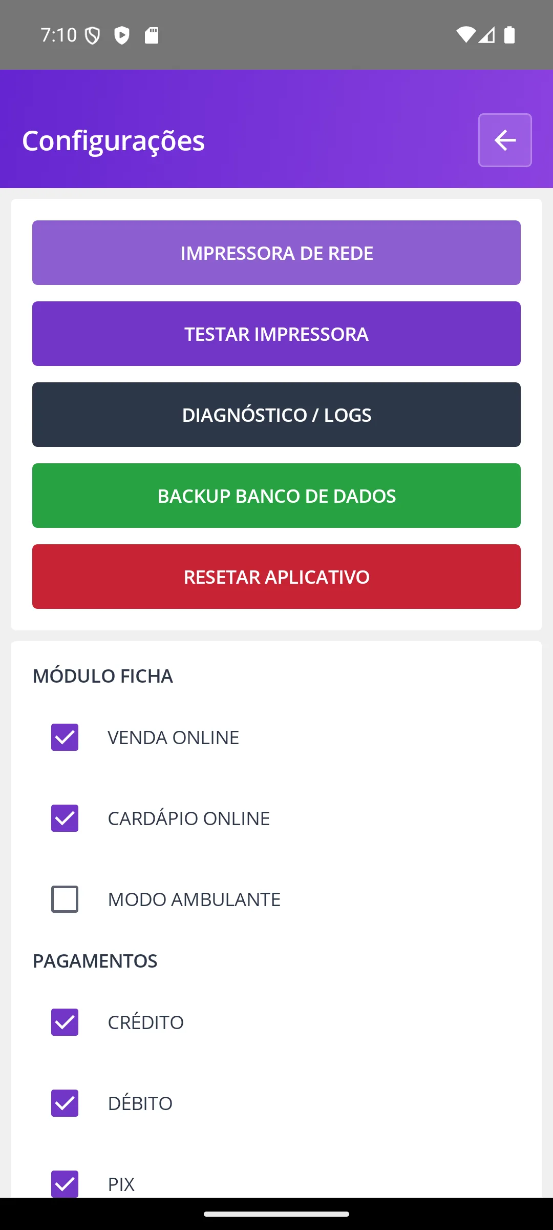 Configurações
