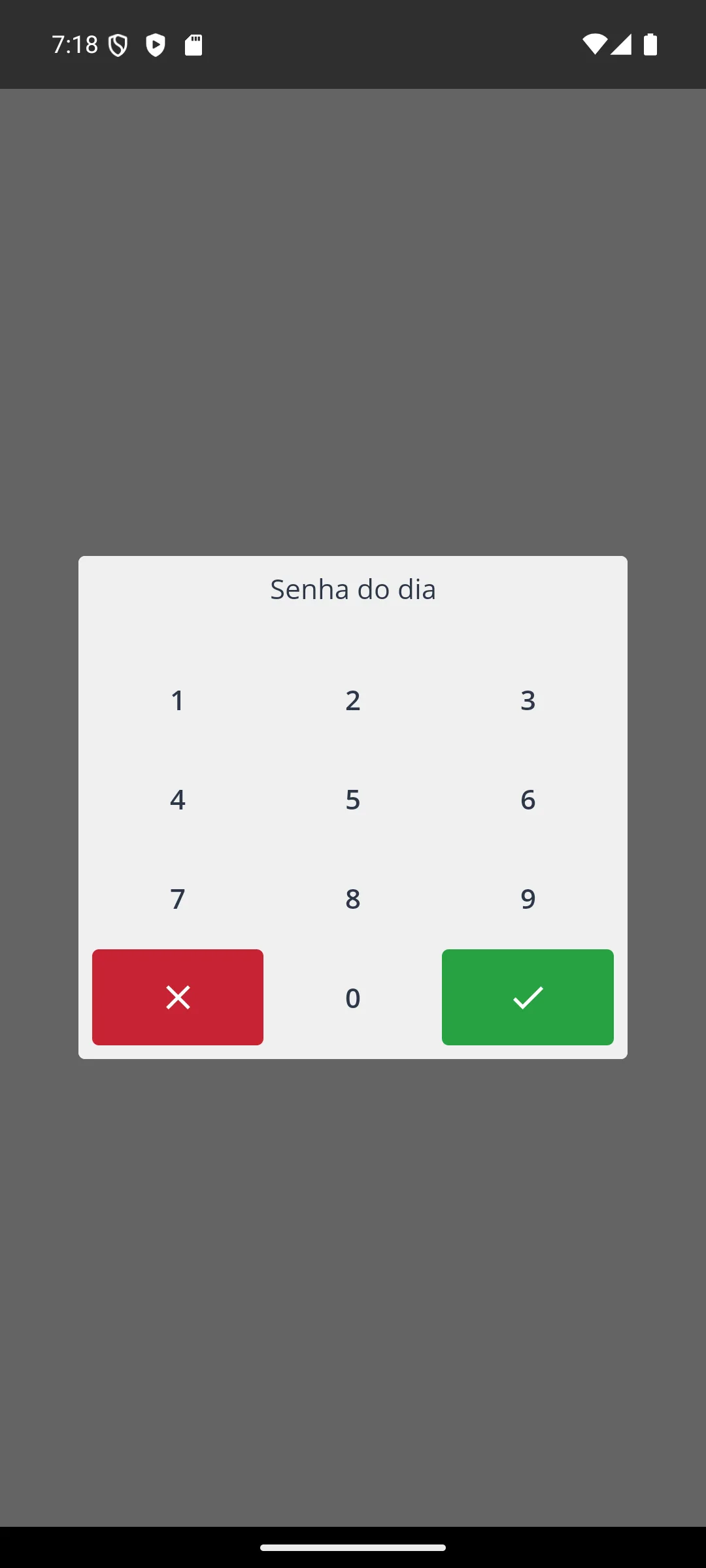 Tela Diagnóstico (senha do dia) na maquininha