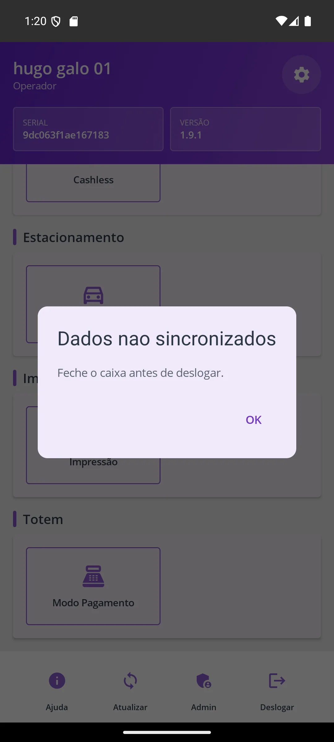 Deslogar bloqueado