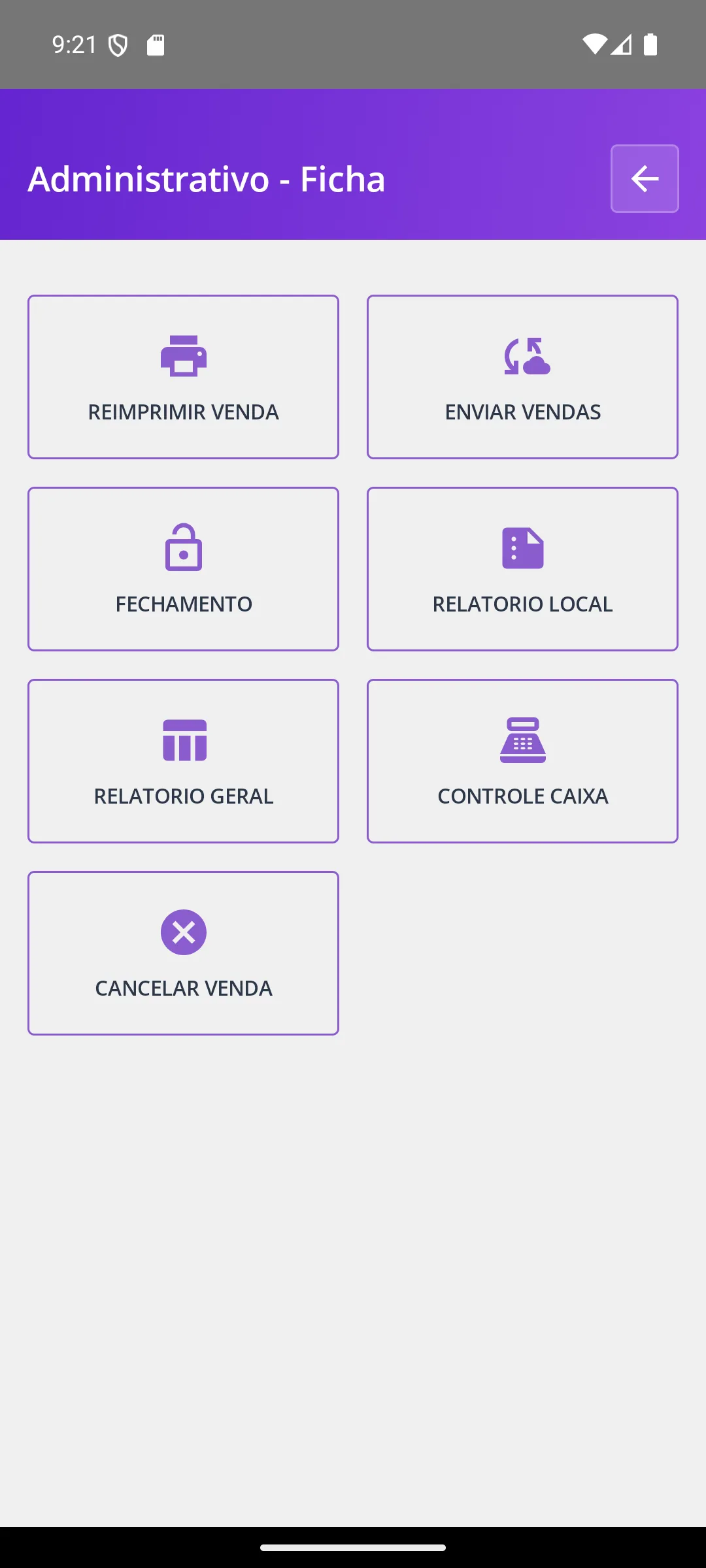 Menu administrativo