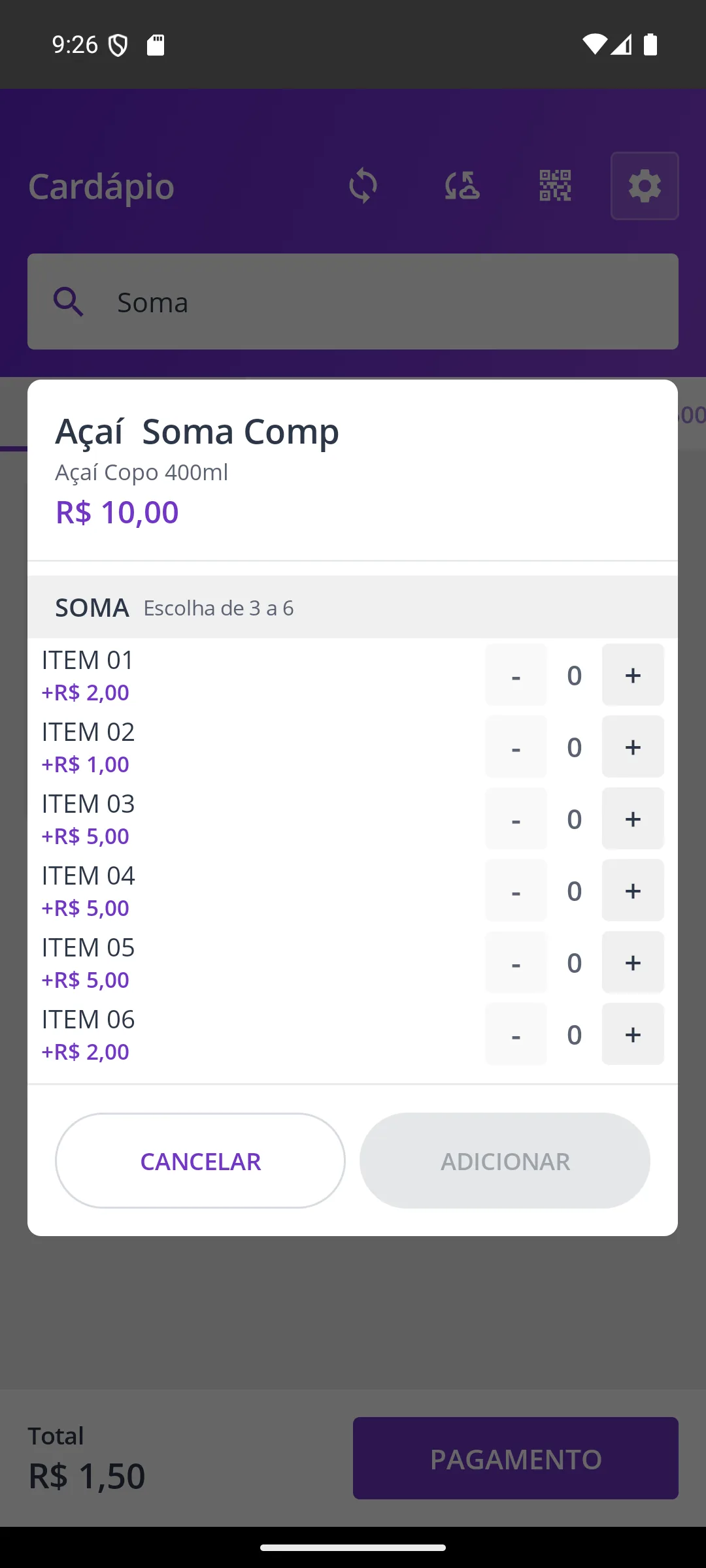 Adicionais do produto