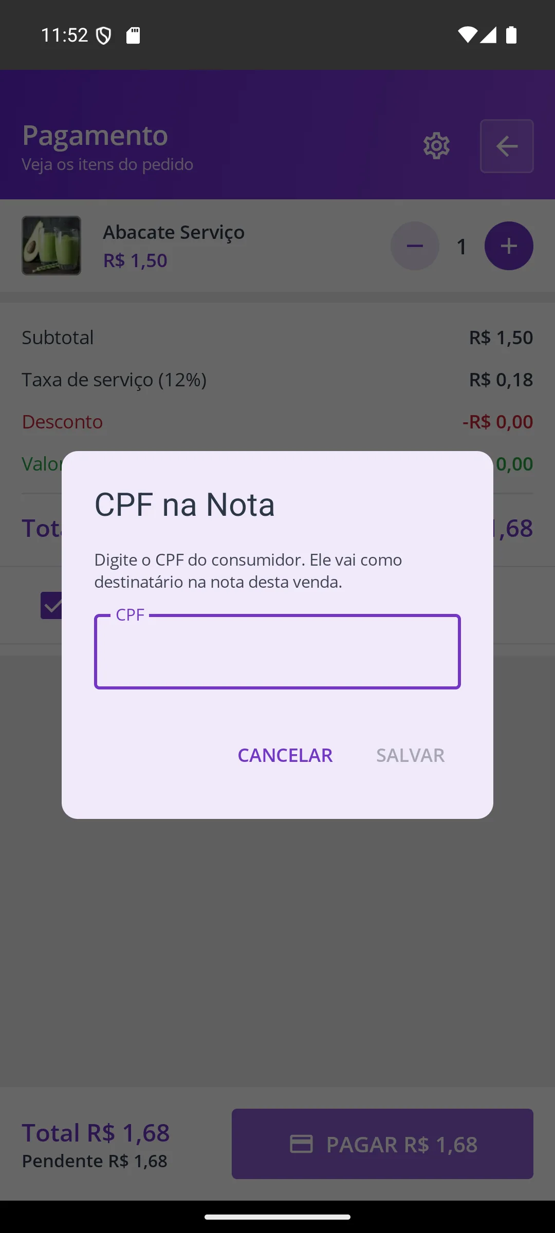 CPF na nota