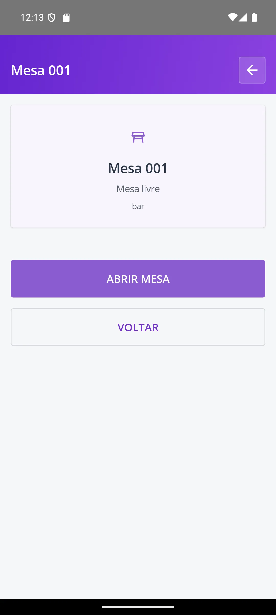 Abrir mesa livre
