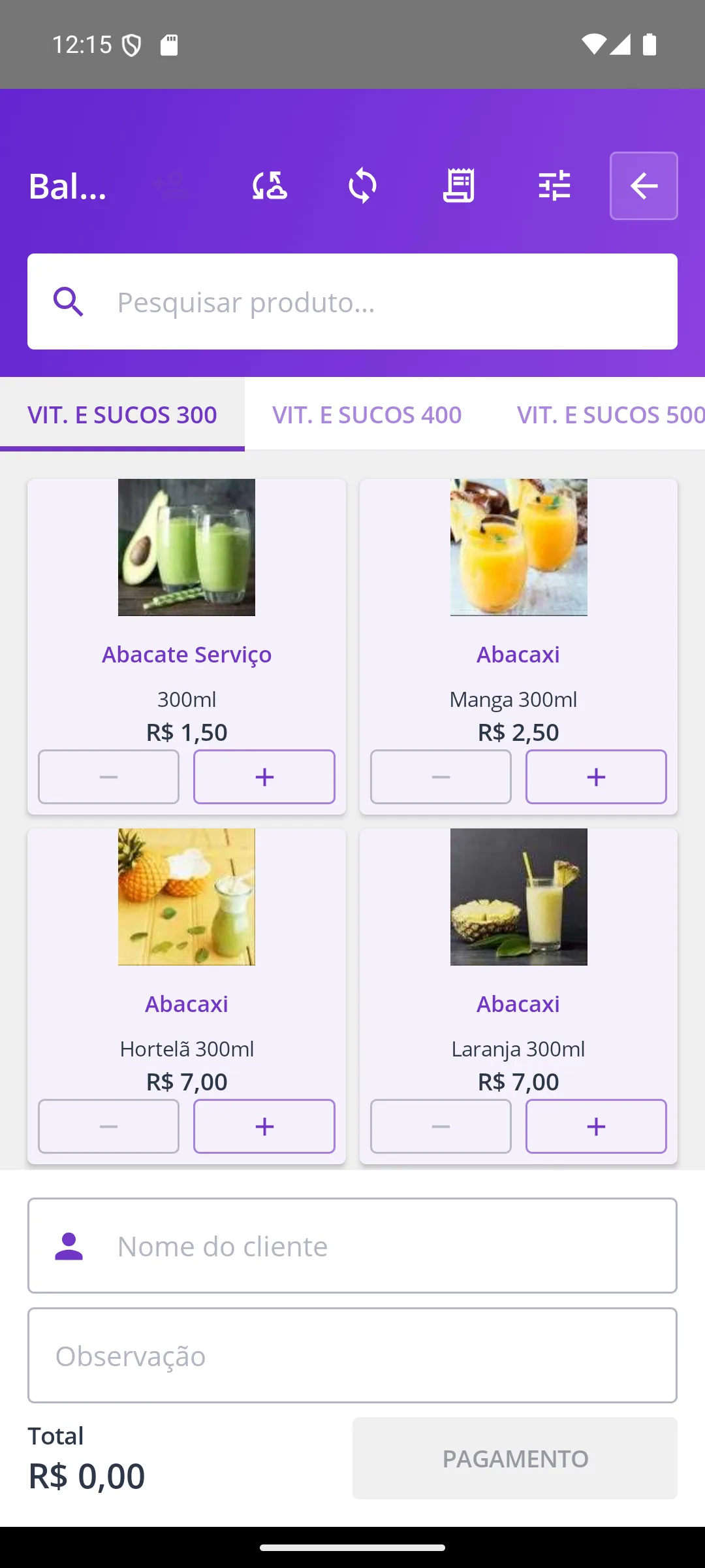 Nome e observação