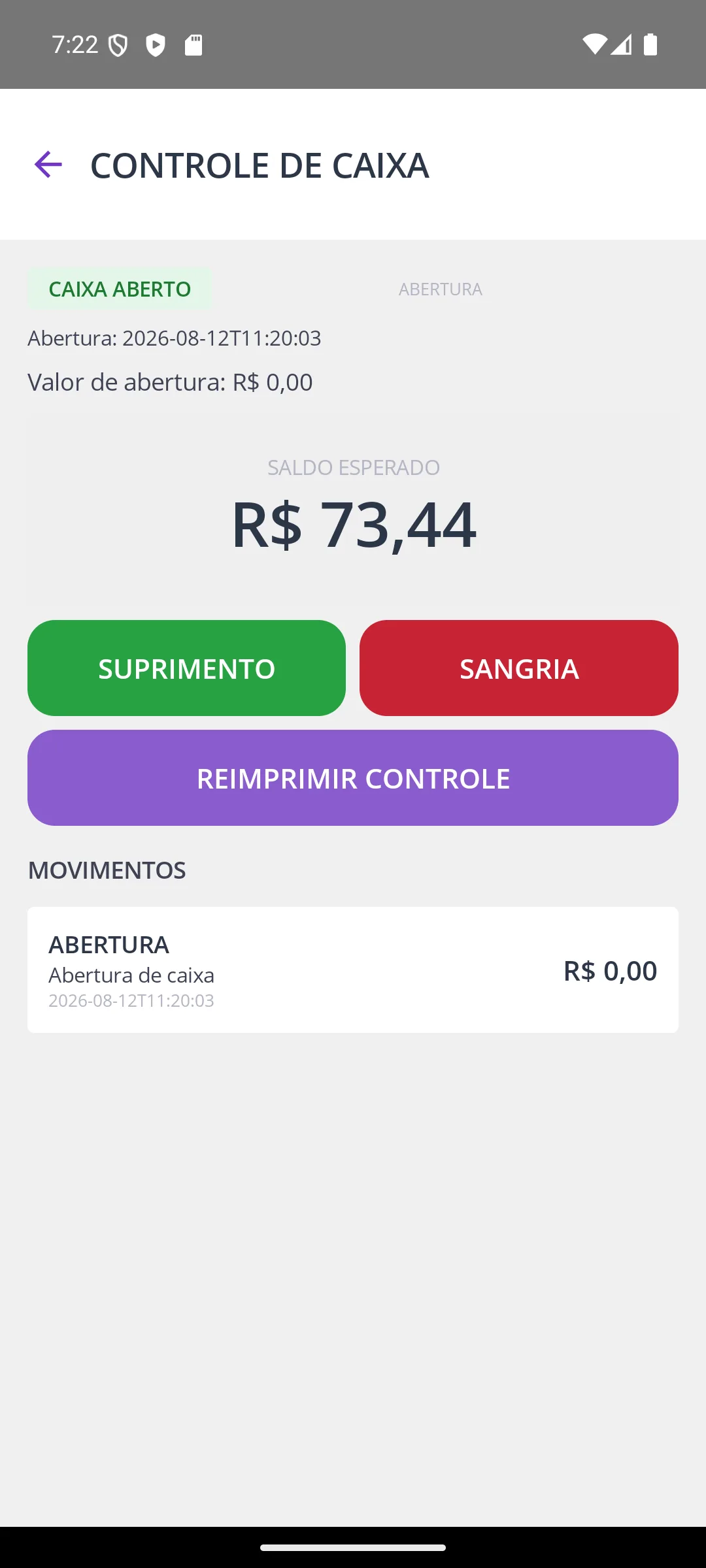 Controle de caixa
