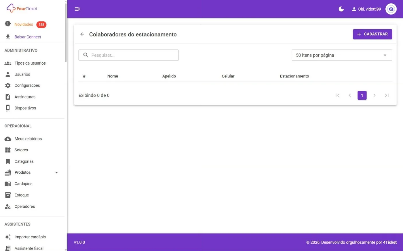 Tela Colaboradores no computador