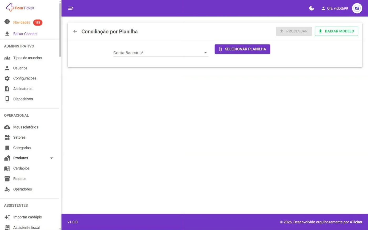 Tela Conciliação no computador