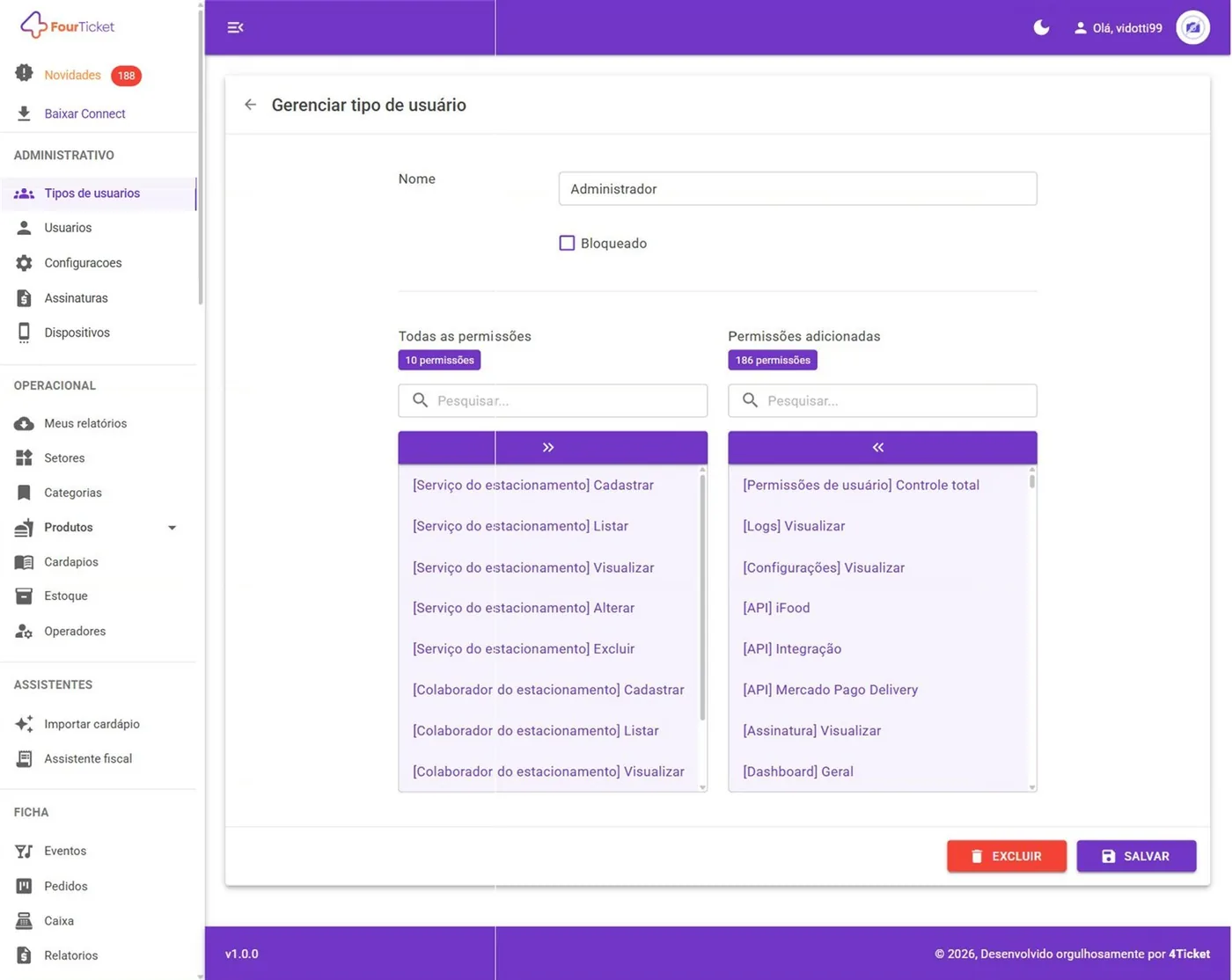 Abra um tipo existente para entender a tela