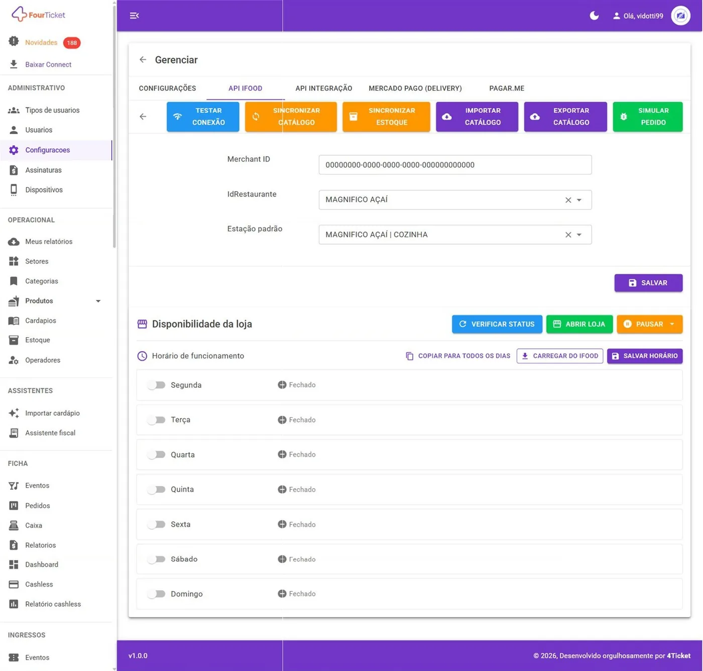 Aba API IFOOD: ligar a loja do iFood