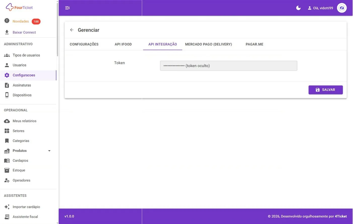 Aba API INTEGRAÇÃO: token para sistemas externos