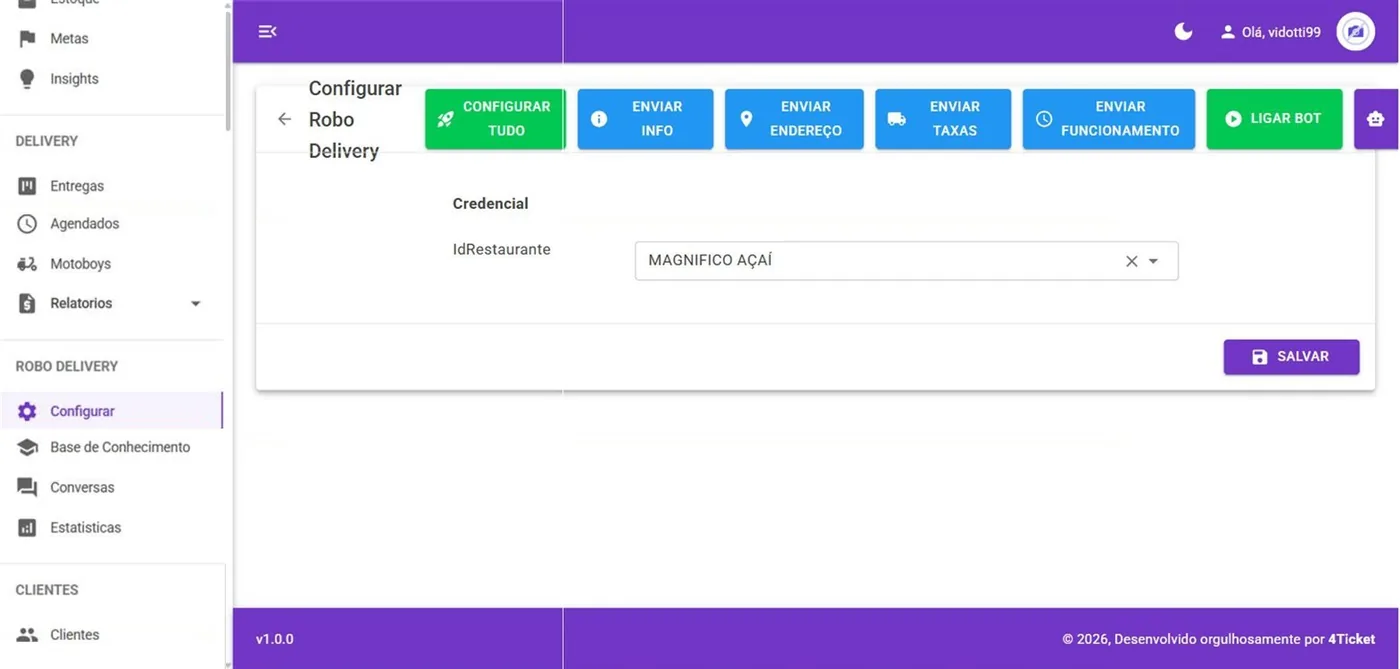 Botões de configuração