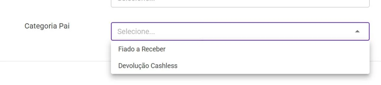 Seletor Categoria Pai (em Financeiro › Categorias)