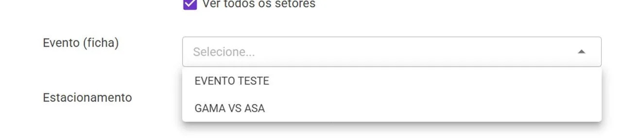 Seletor Evento (ficha)