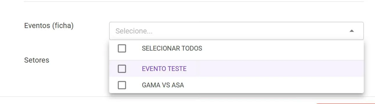 Seletor Eventos (ficha)