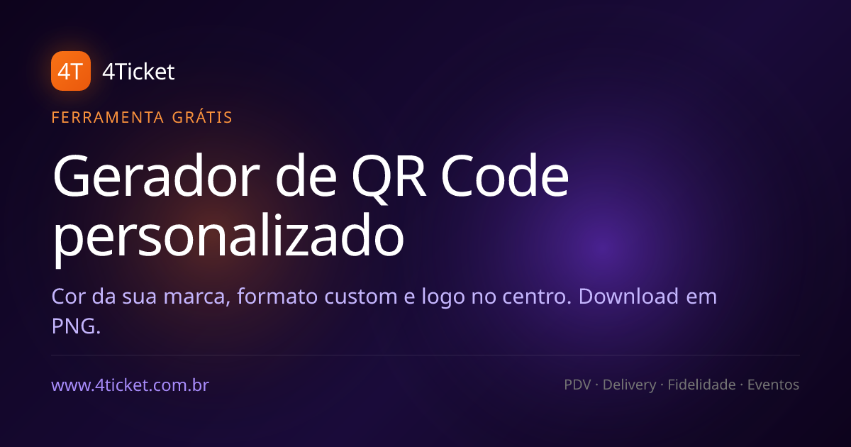 Gerador de QR Code Grátis: Personalizado com Cor, Forma e Logo | 4Ticket